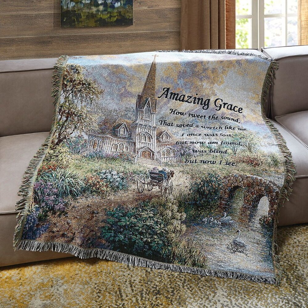 Amazing Grace Cardinals Church Tapestry Sofa or Wall Throw 50"x60" Virah Bella